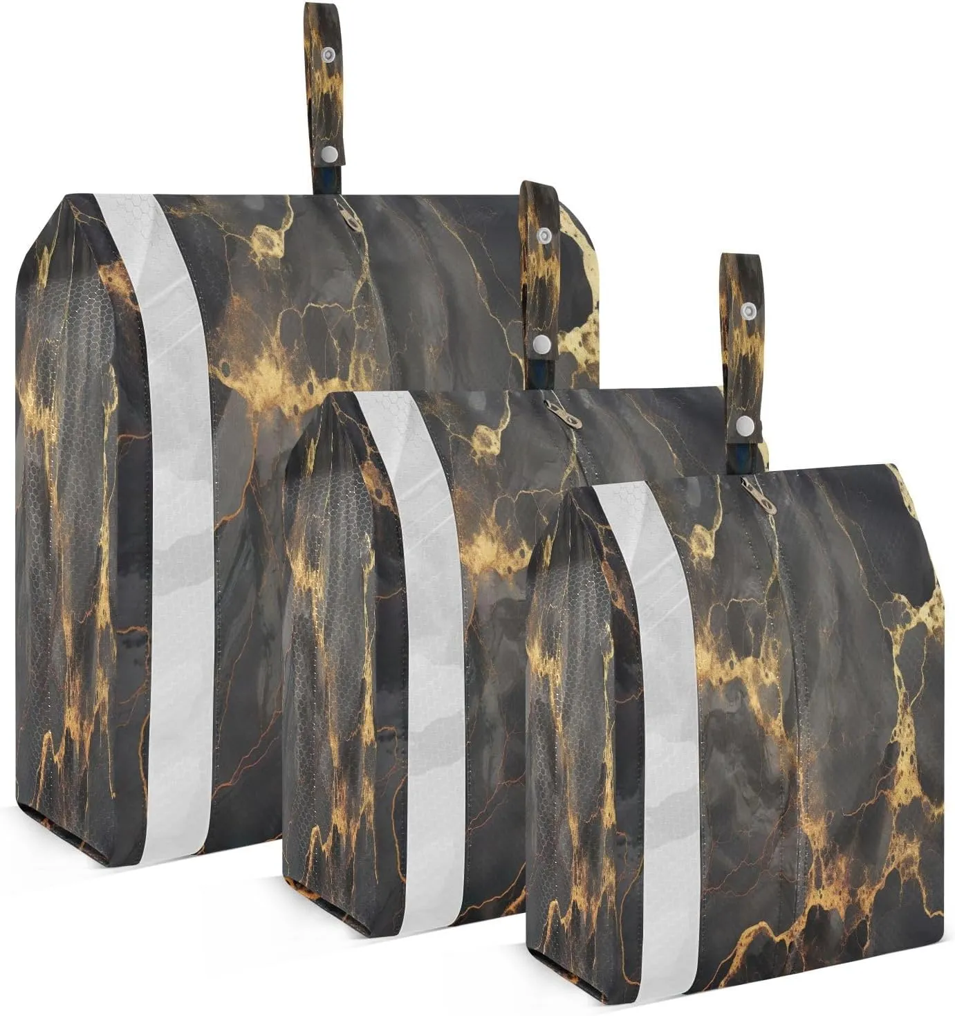 Marble Black Golden Packing Cubes for Travel 3 Set Large Packing Cubes Luggage Bags for Packing