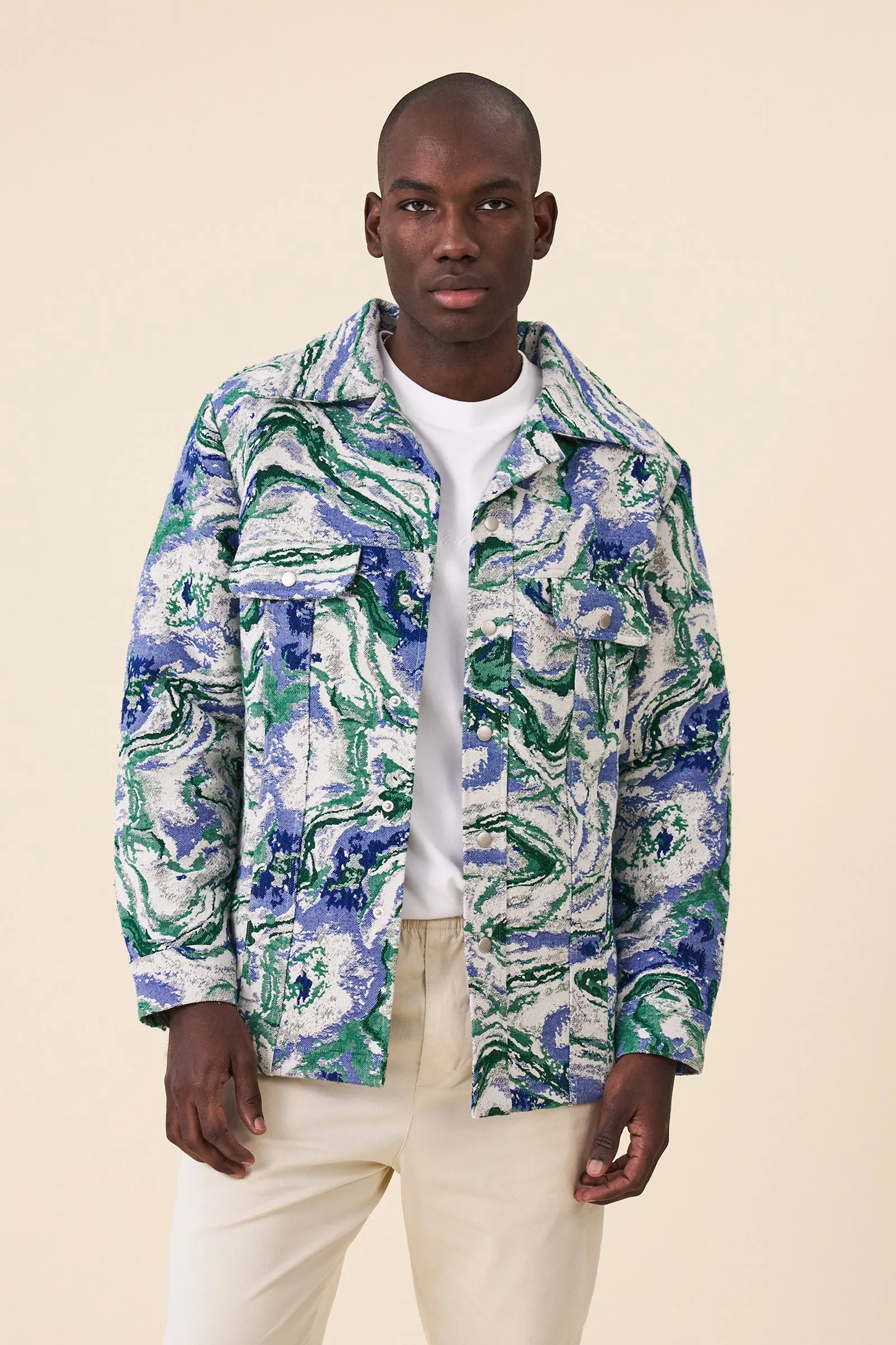 MARBLE PATTERNED RECYCLED JACKET