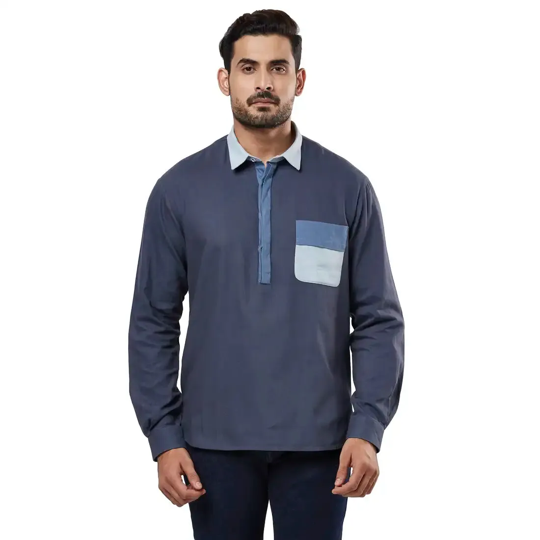 Men Blue Tailored Fit Cotton Shirts