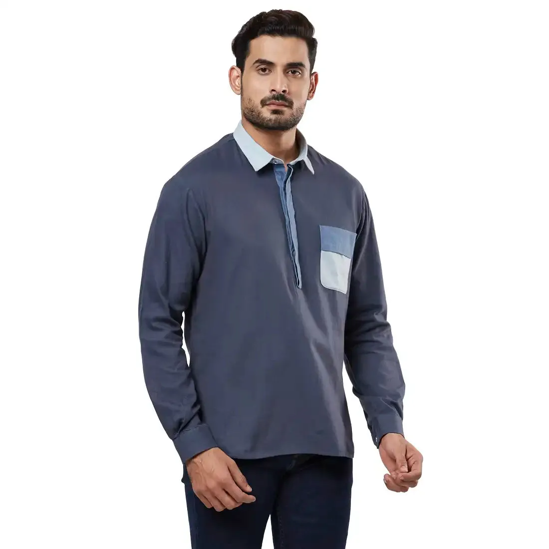 Men Blue Tailored Fit Cotton Shirts