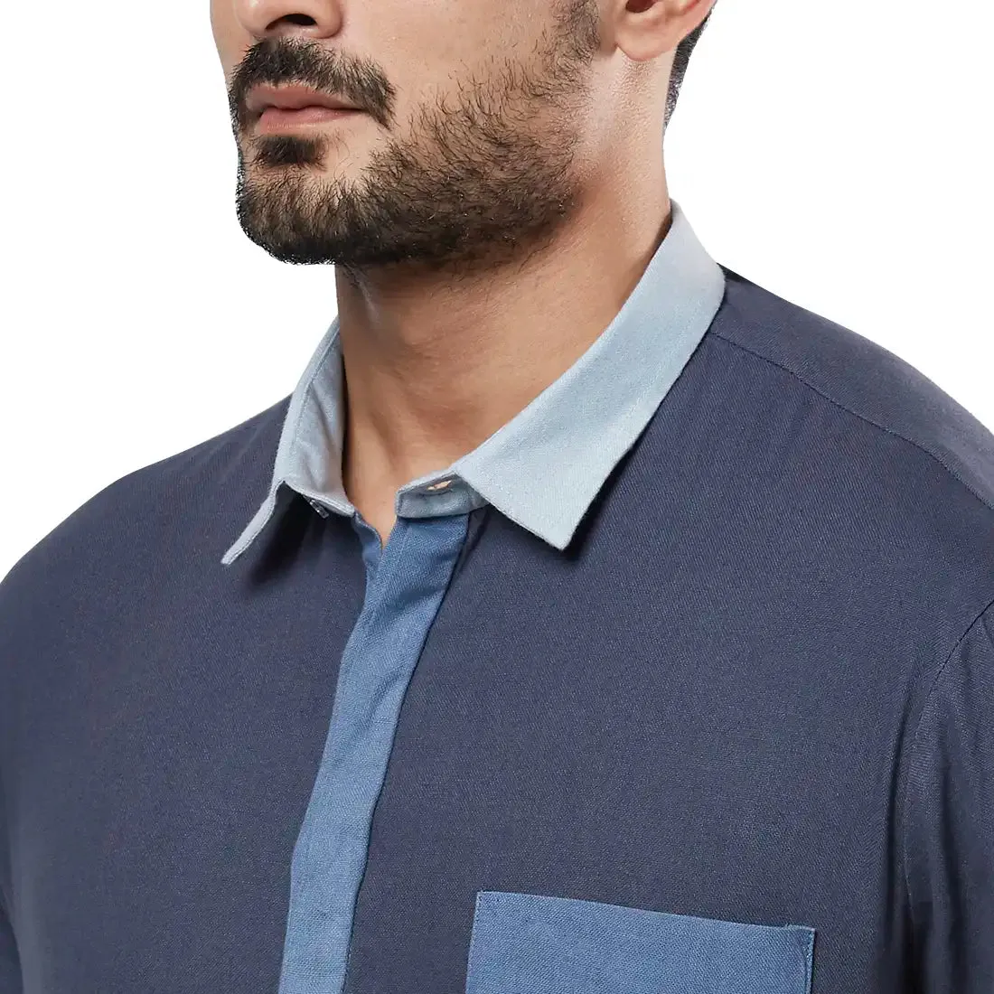 Men Blue Tailored Fit Cotton Shirts