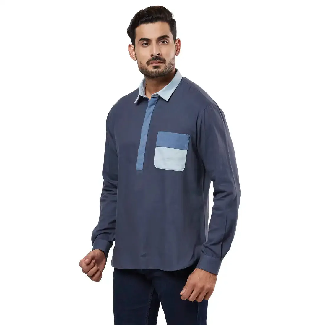 Men Blue Tailored Fit Cotton Shirts