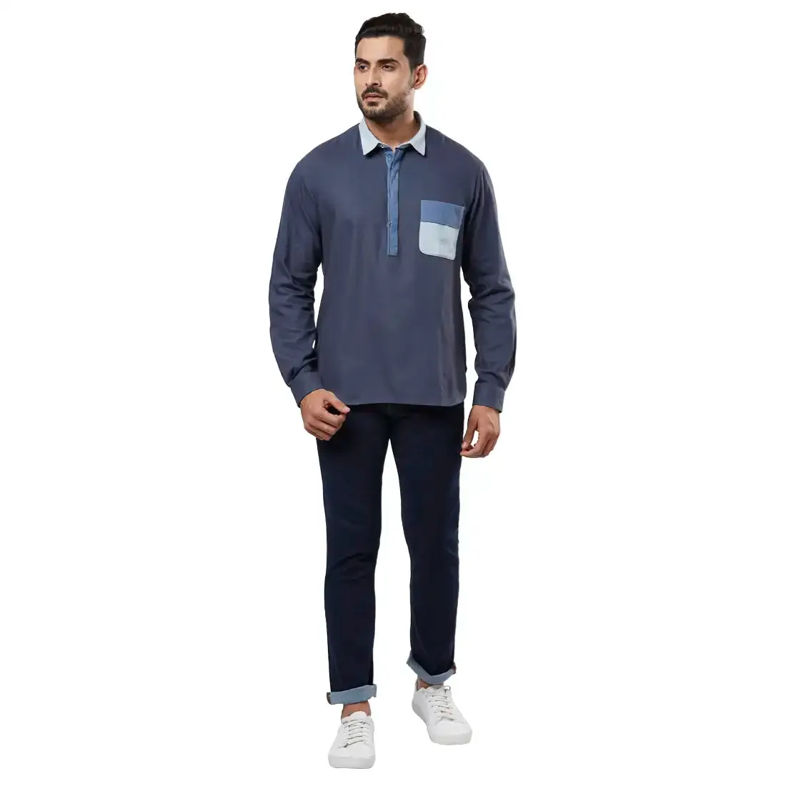 Men Blue Tailored Fit Cotton Shirts