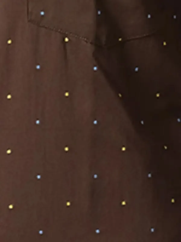 Men Brown Contemporary Fit Structure Cotton Shirts