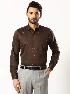 Men Brown Contemporary Fit Structure Cotton Shirts