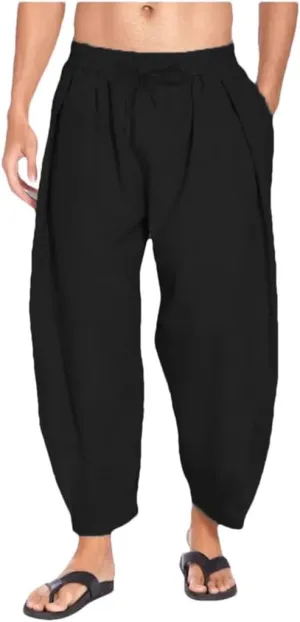 Men Harem Pants Cloose Joggers Cotton Causal Trousers Beach