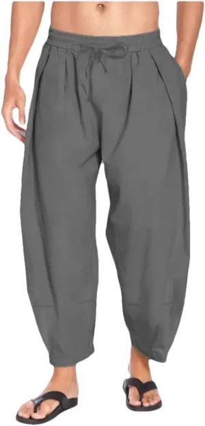 Men Harem Pants Cloose Joggers Cotton Causal Trousers Beach
