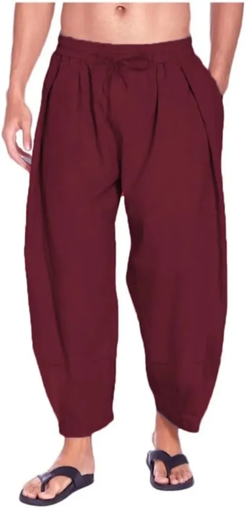 Men Harem Pants Cloose Joggers Cotton Causal Trousers Beach