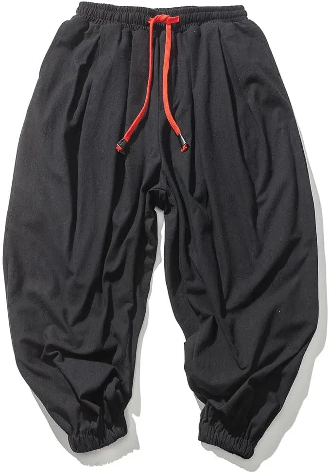 Men Oversize Loose Harem Pants Chinese Linen Overweight Sweat Casual Trousers