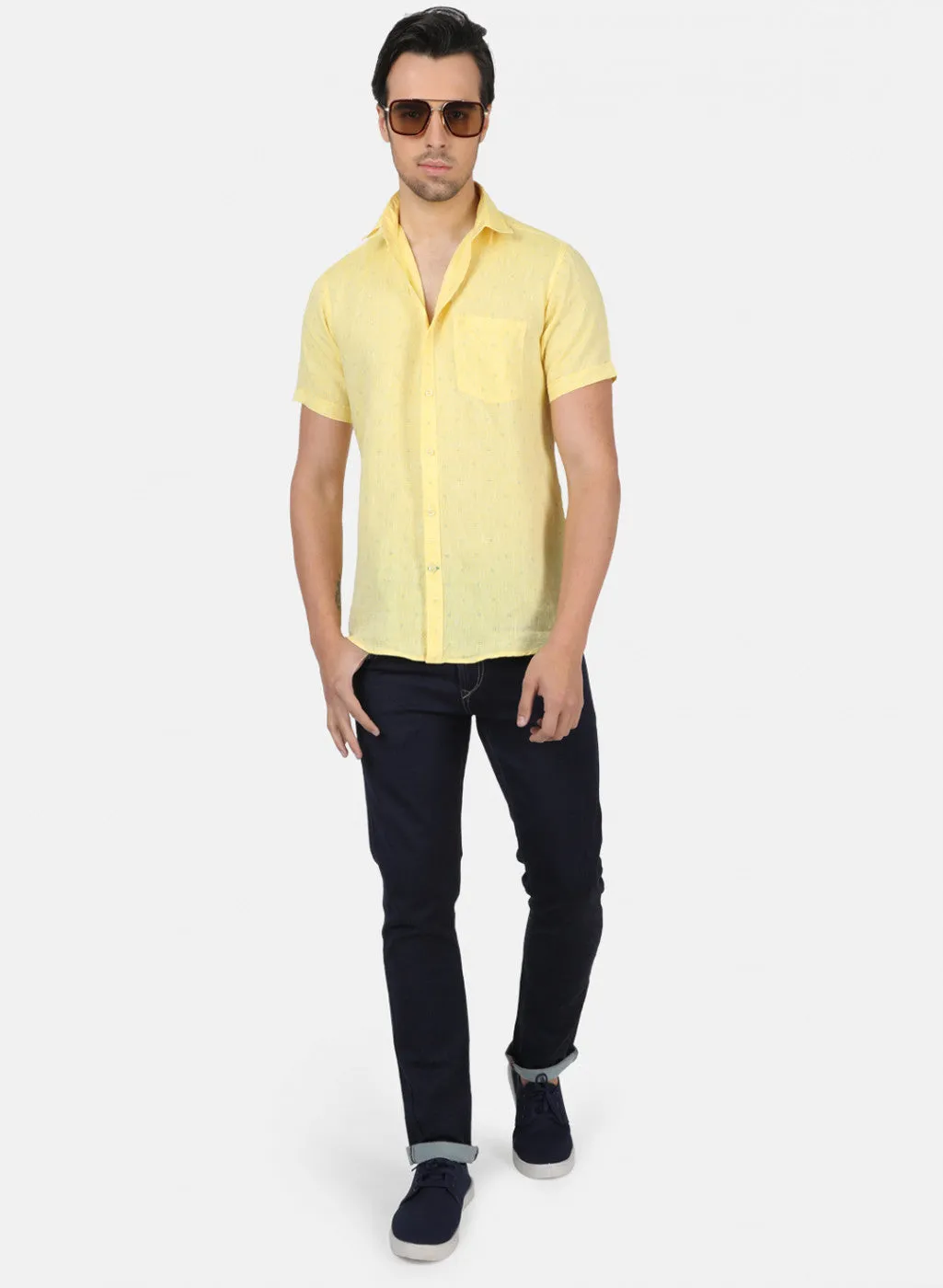 Men Yellow Printed Shirts