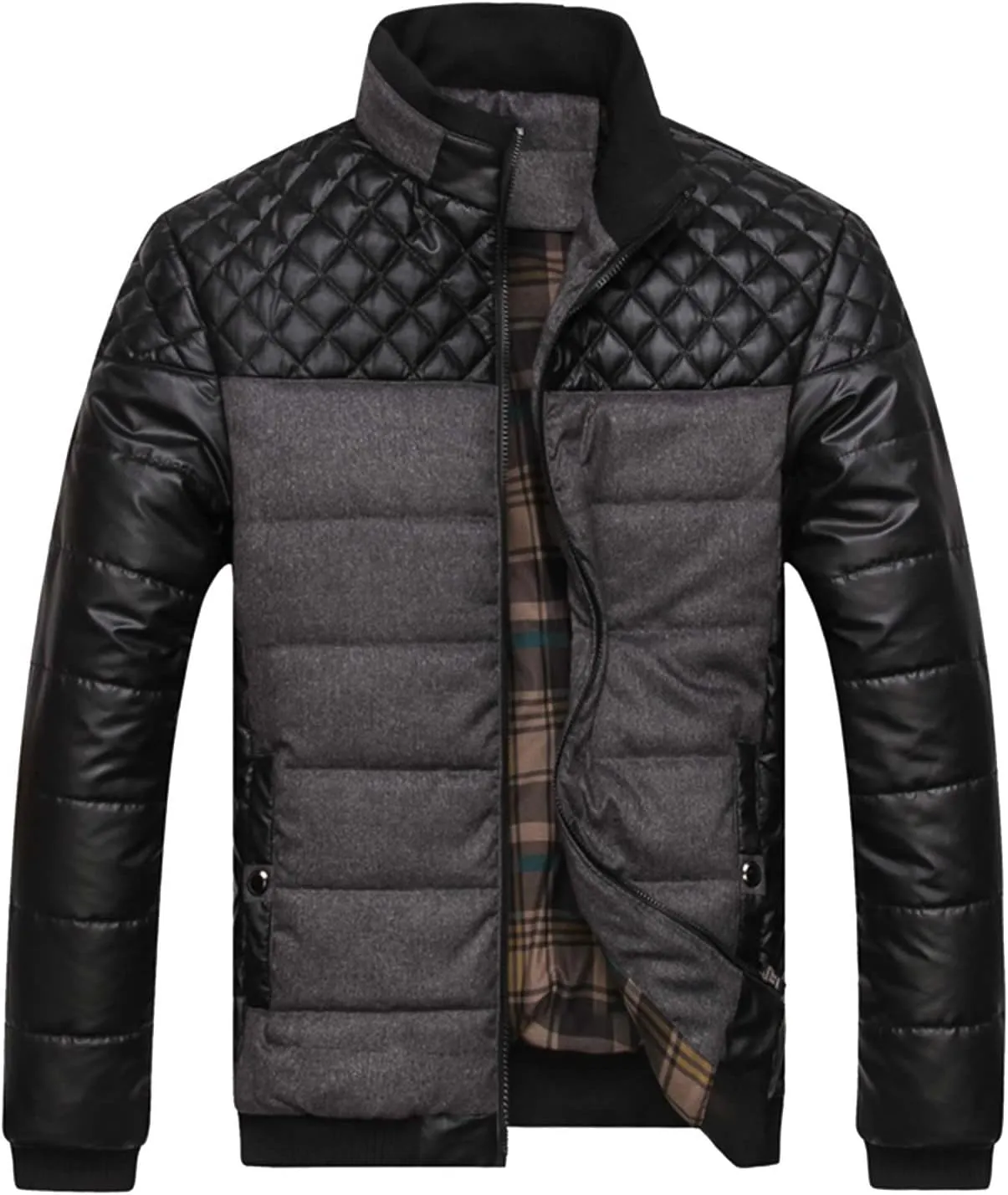 Mens Autumn And Winter Fashion Casual Diamond Coat Jacket Cotton Padded Jacket Men's Casual Jackets