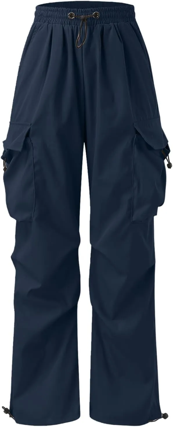 Men's Cargo Pants Casual Cotton Stretchy Elastic Waist Drawstring Pant Work Pants with Pockets