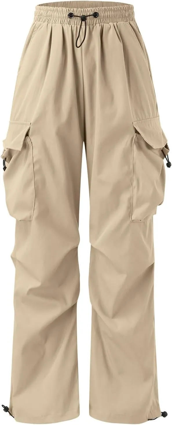 Men's Cargo Pants Casual Cotton Stretchy Elastic Waist Drawstring Pant Work Pants with Pockets
