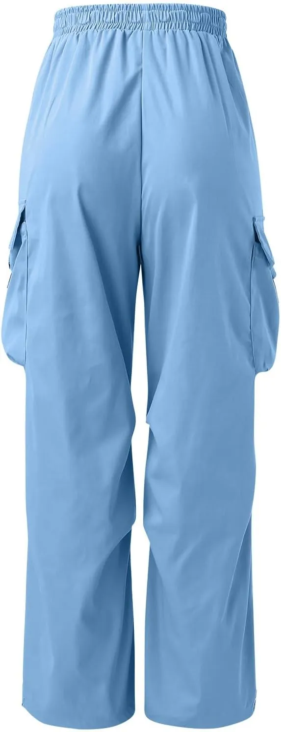 Men's Cargo Pants Casual Cotton Stretchy Elastic Waist Drawstring Pant Work Pants with Pockets