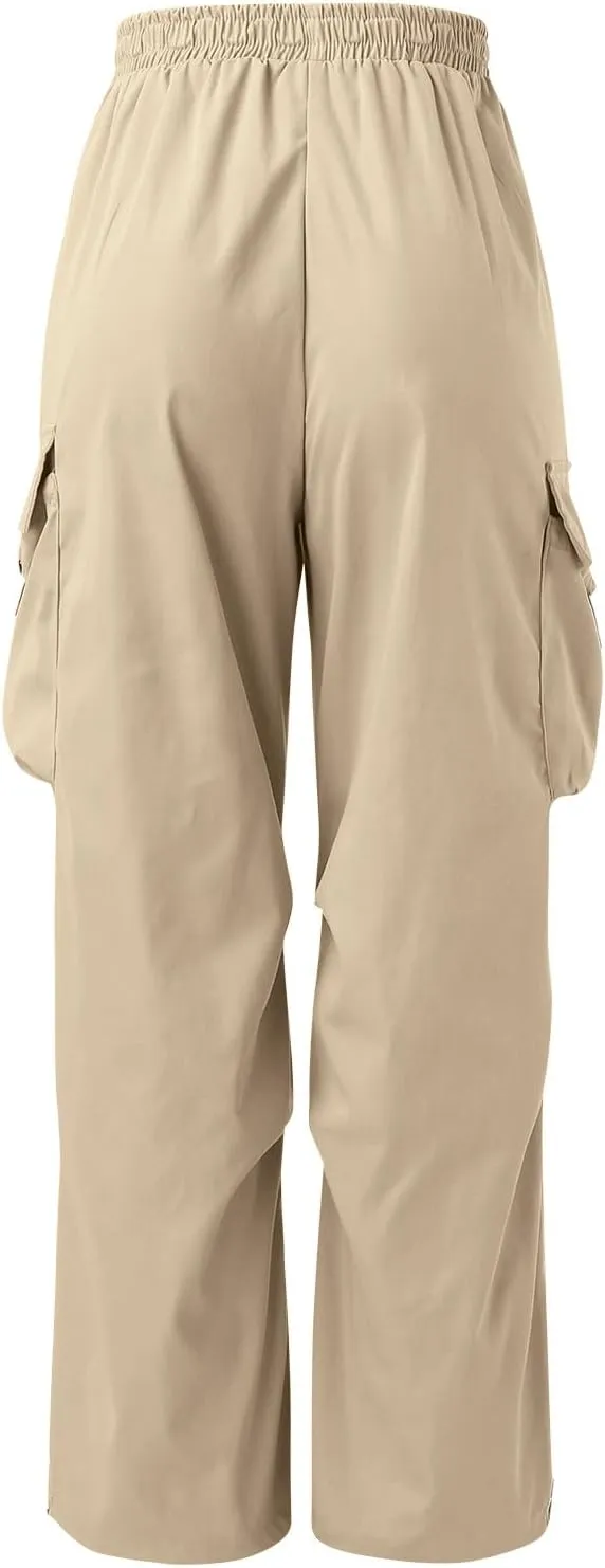 Men's Cargo Pants Casual Cotton Stretchy Elastic Waist Drawstring Pant Work Pants with Pockets