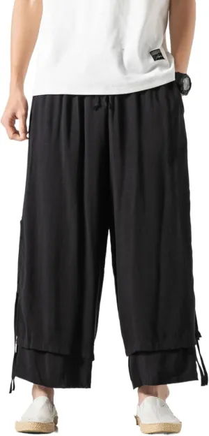 Men's Casual Loose Wide Leg Harem Pant Japanese Harajuku Kimono Trousers
