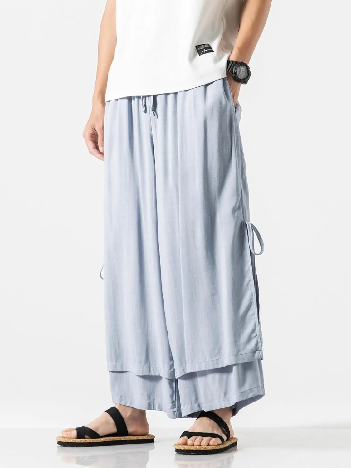 Men's Casual Loose Wide Leg Harem Pant Japanese Harajuku Kimono Trousers