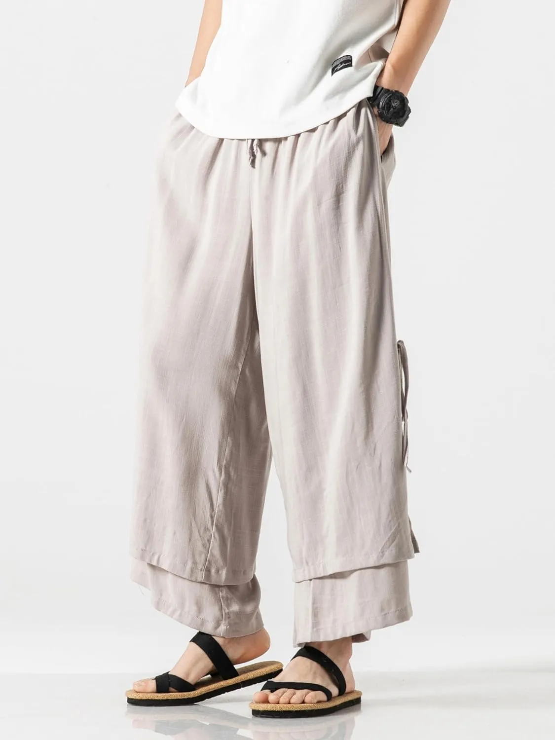 Men's Casual Loose Wide Leg Harem Pant Japanese Harajuku Kimono Trousers