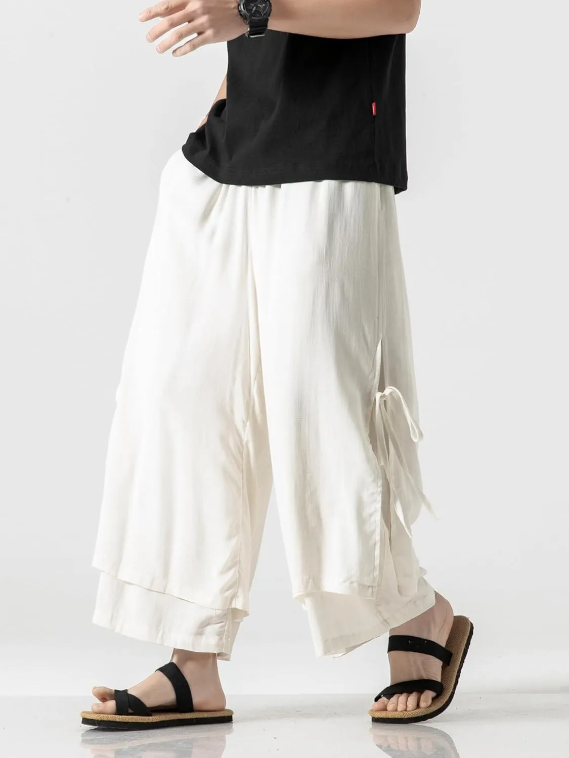 Men's Casual Loose Wide Leg Harem Pant Japanese Harajuku Kimono Trousers