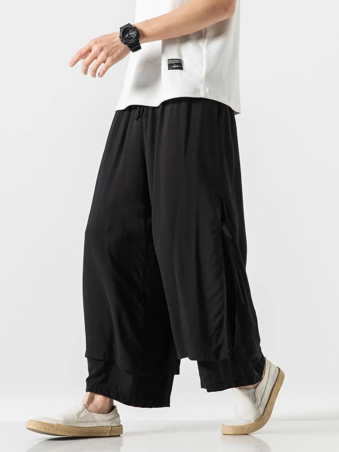 Men's Casual Loose Wide Leg Harem Pant Japanese Harajuku Kimono Trousers