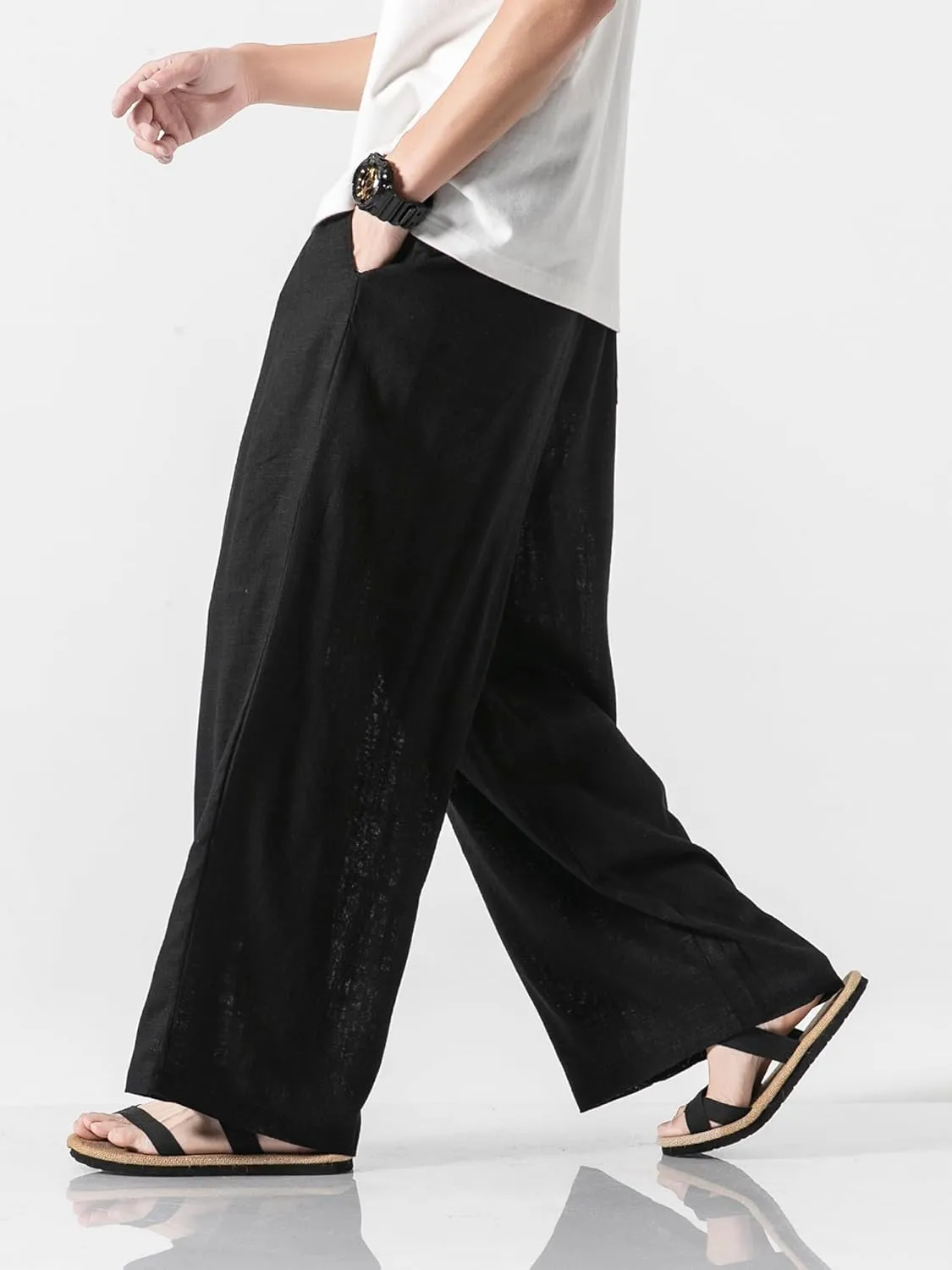Men's Casual Loose Wide Leg Harem Pant Japanese Harajuku Kimono Trousers