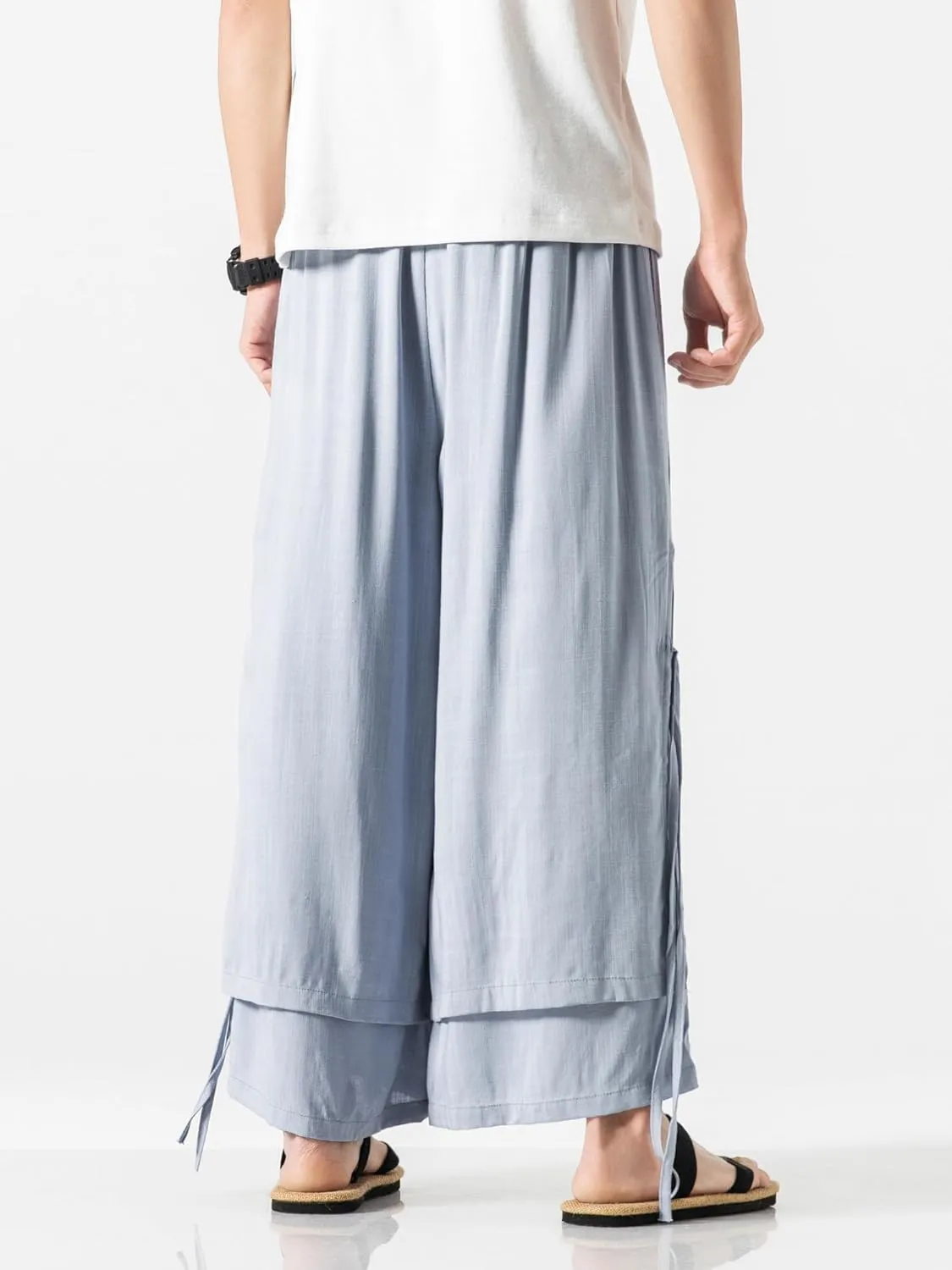 Men's Casual Loose Wide Leg Harem Pant Japanese Harajuku Kimono Trousers