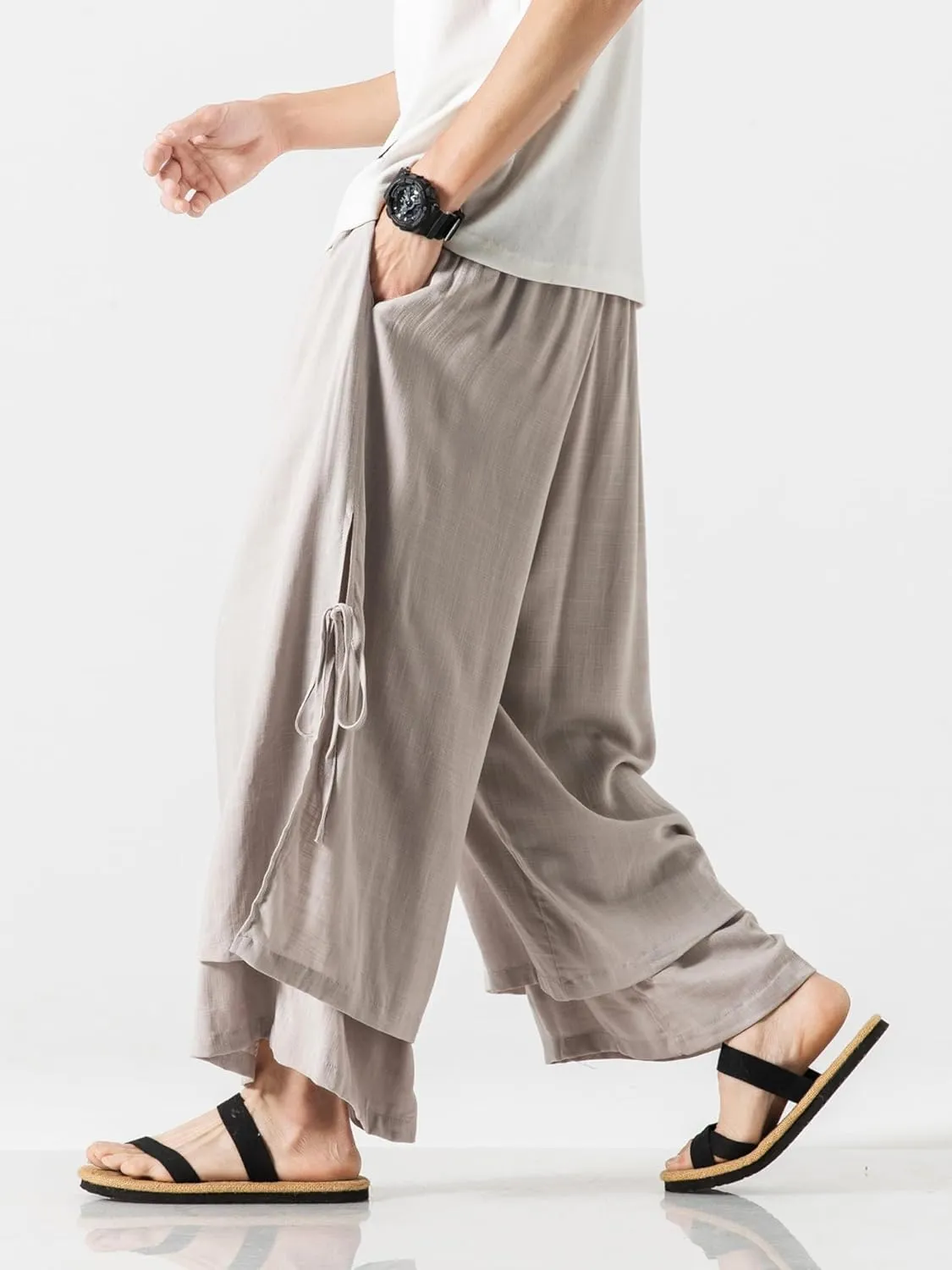 Men's Casual Loose Wide Leg Harem Pant Japanese Harajuku Kimono Trousers