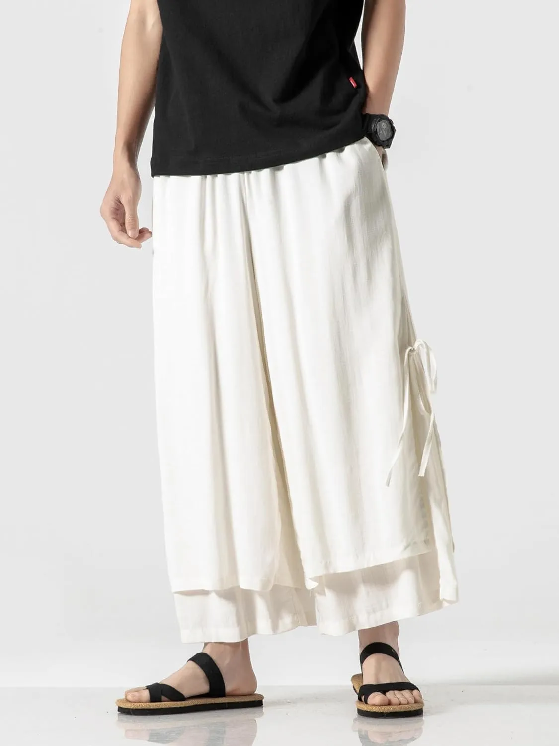 Men's Casual Loose Wide Leg Harem Pant Japanese Harajuku Kimono Trousers