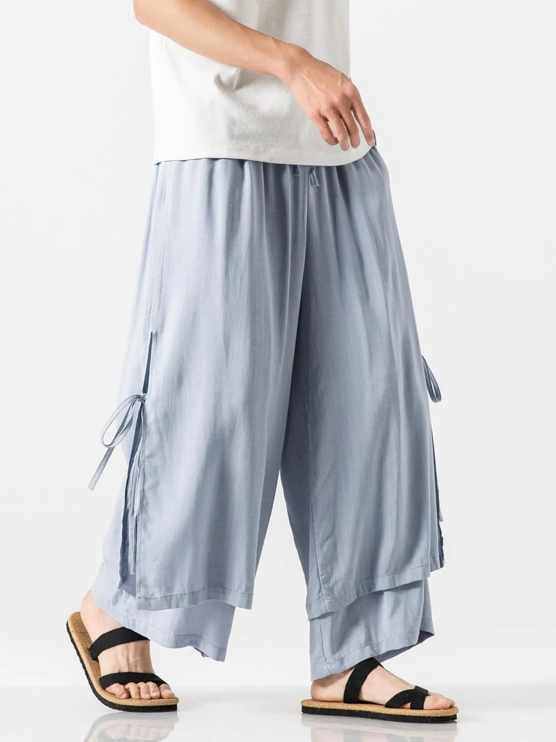 Men's Casual Loose Wide Leg Harem Pant Japanese Harajuku Kimono Trousers
