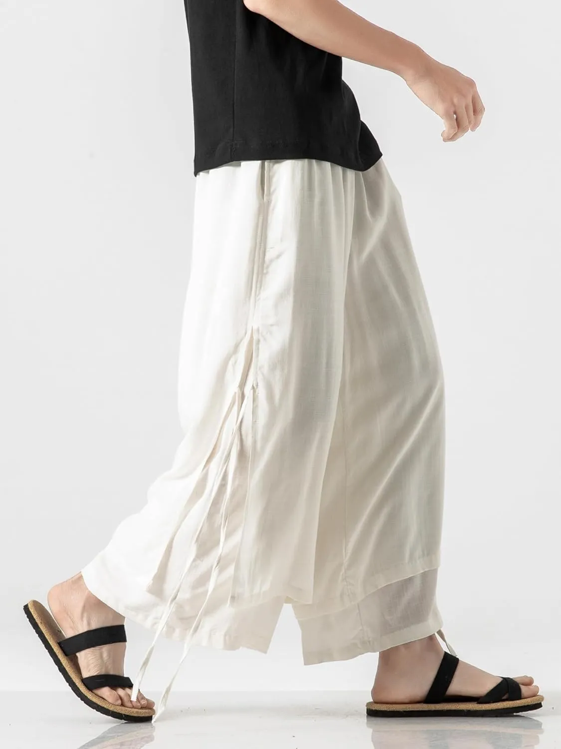 Men's Casual Loose Wide Leg Harem Pant Japanese Harajuku Kimono Trousers