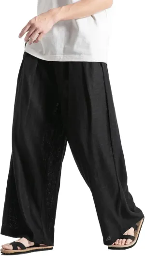 Men's Casual Loose Wide Leg Harem Pant Japanese Harajuku Kimono Trousers