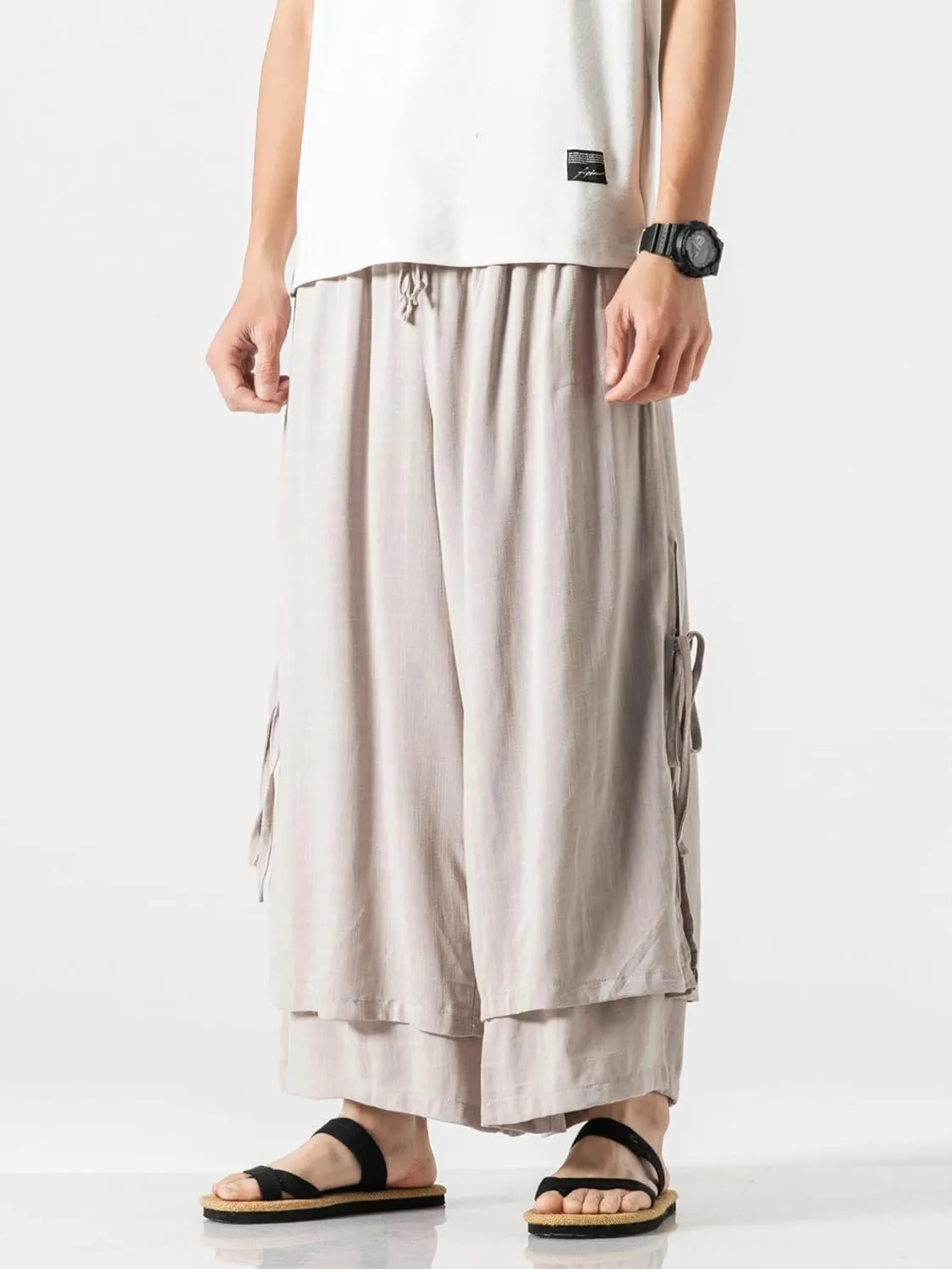Men's Casual Loose Wide Leg Harem Pant Japanese Harajuku Kimono Trousers