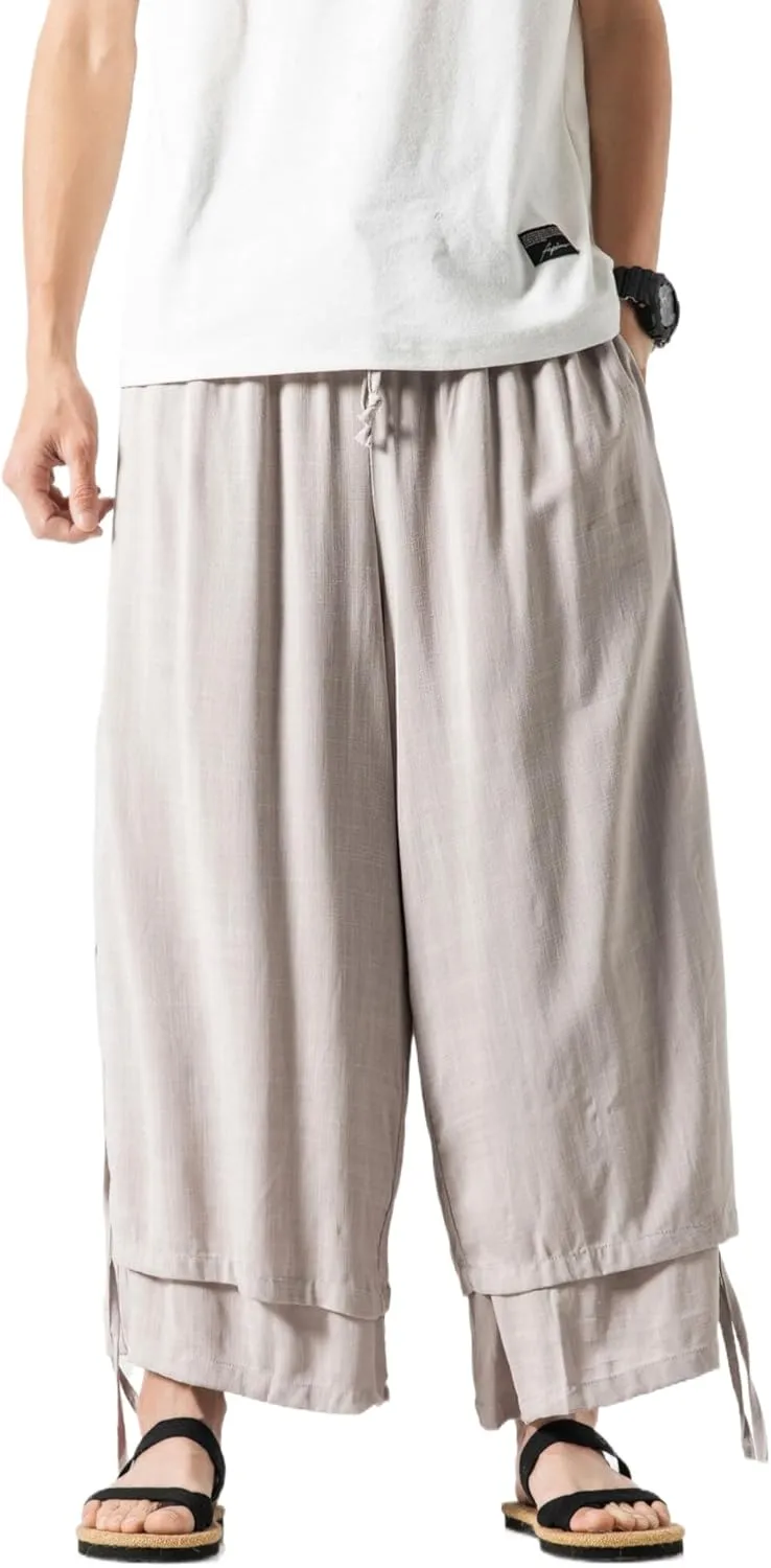 Men's Casual Loose Wide Leg Harem Pant Japanese Harajuku Kimono Trousers