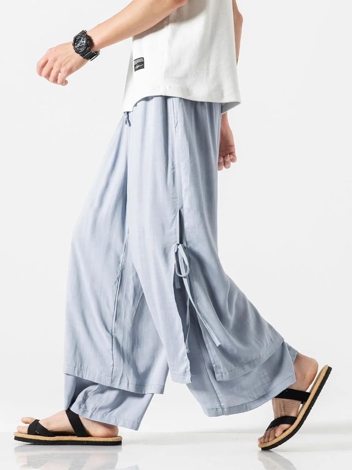 Men's Casual Loose Wide Leg Harem Pant Japanese Harajuku Kimono Trousers