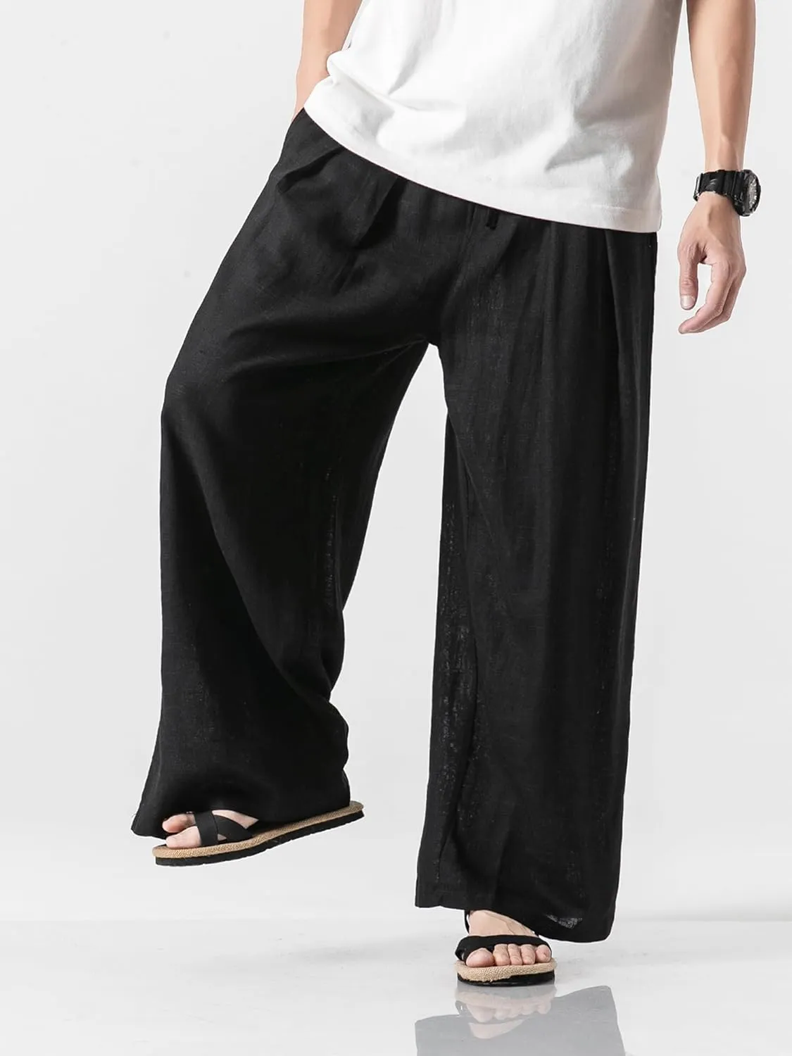 Men's Casual Loose Wide Leg Harem Pant Japanese Harajuku Kimono Trousers