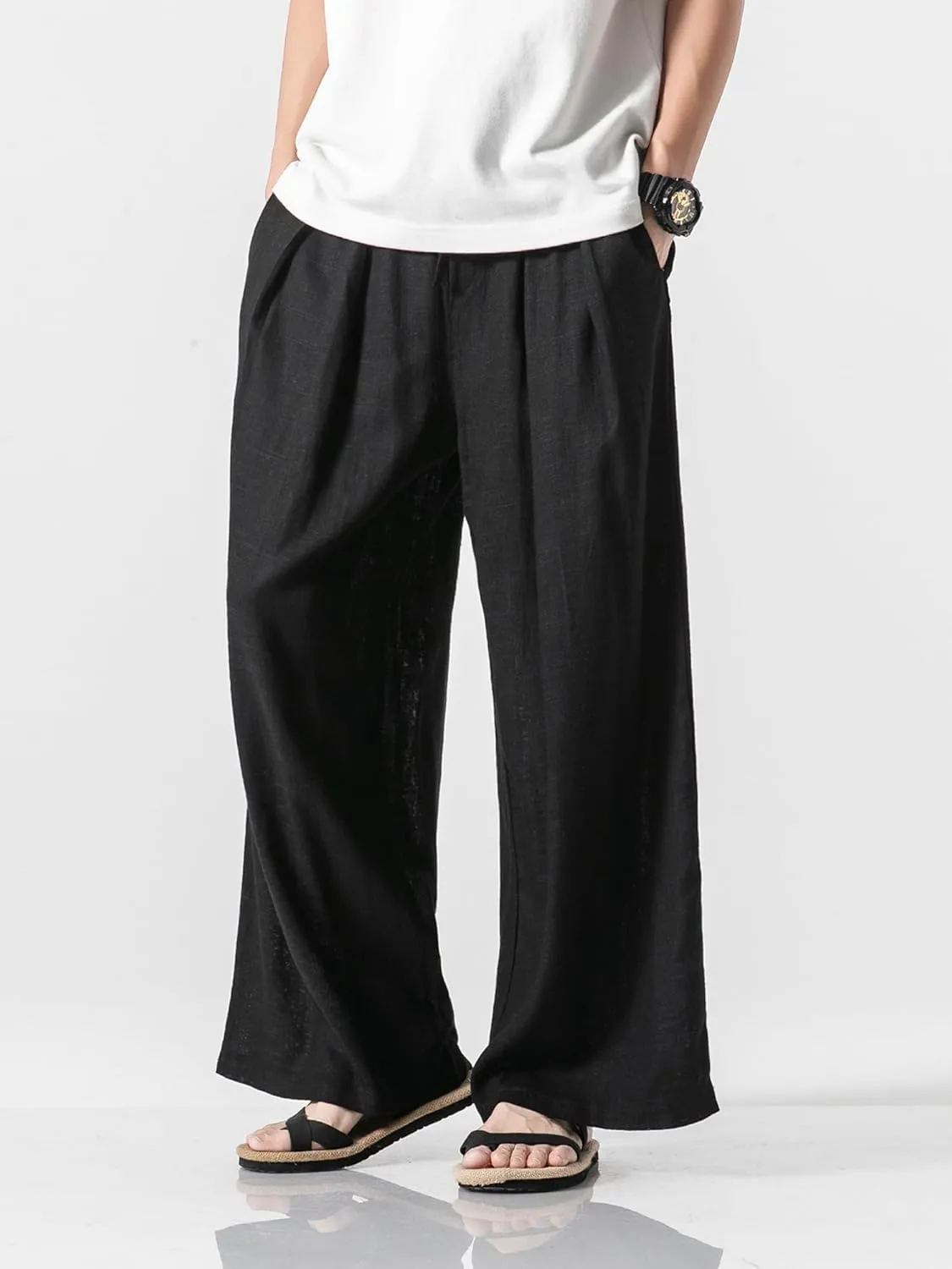 Men's Casual Loose Wide Leg Harem Pant Japanese Harajuku Kimono Trousers