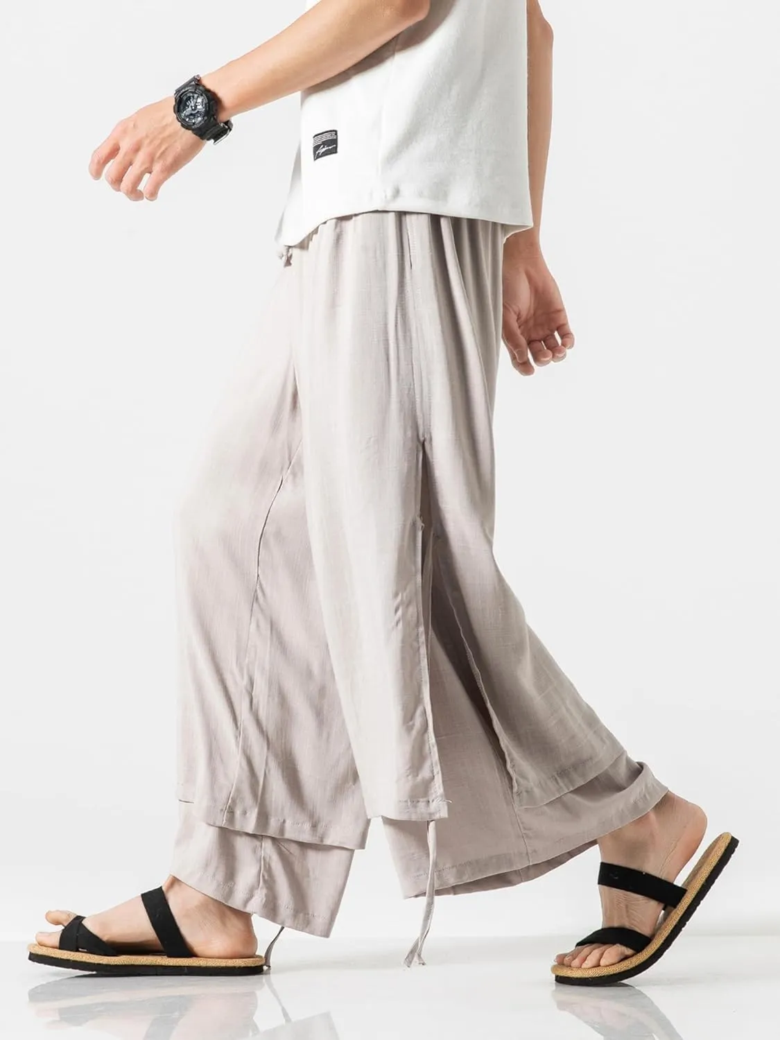 Men's Casual Loose Wide Leg Harem Pant Japanese Harajuku Kimono Trousers