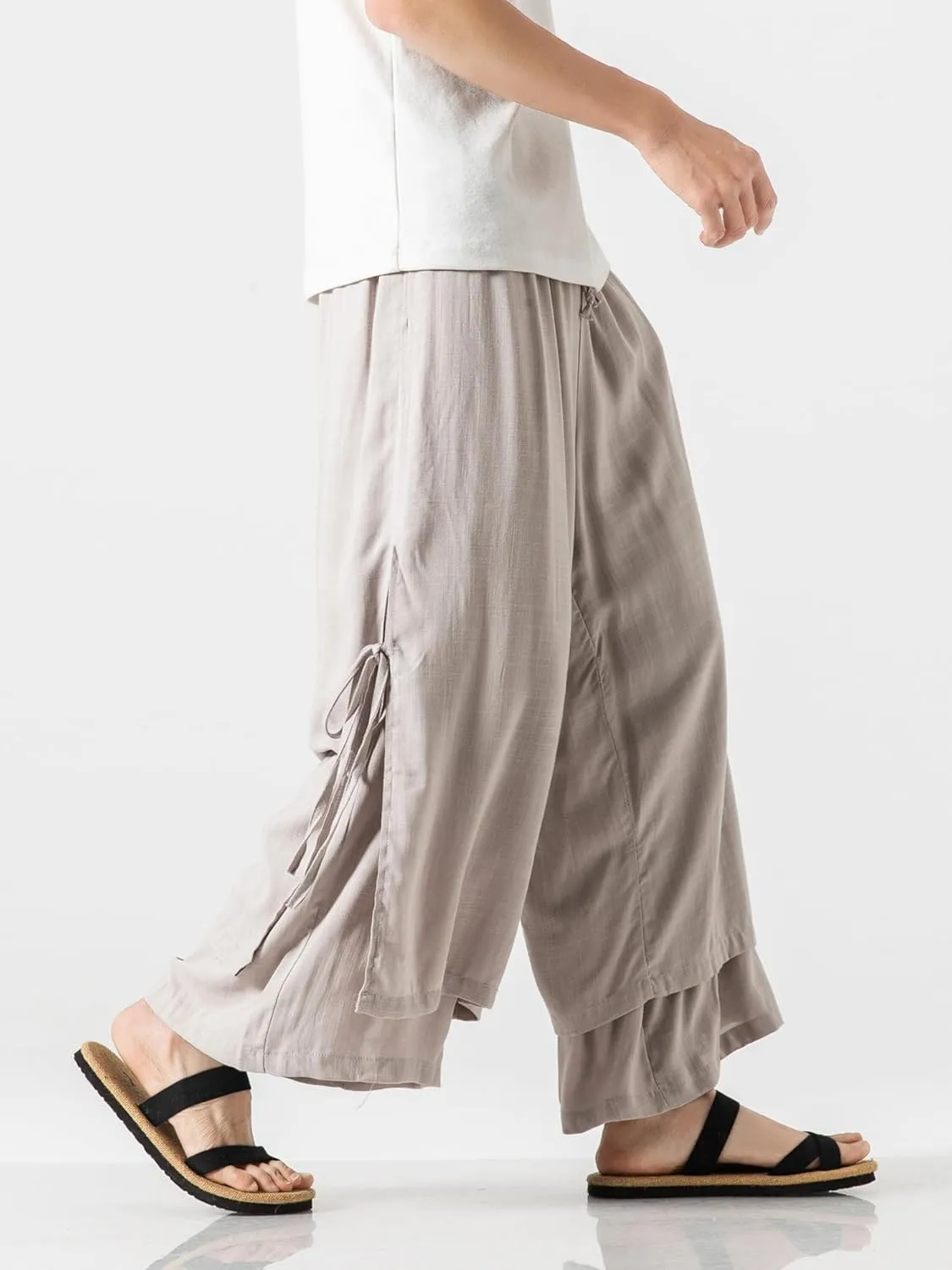 Men's Casual Loose Wide Leg Harem Pant Japanese Harajuku Kimono Trousers