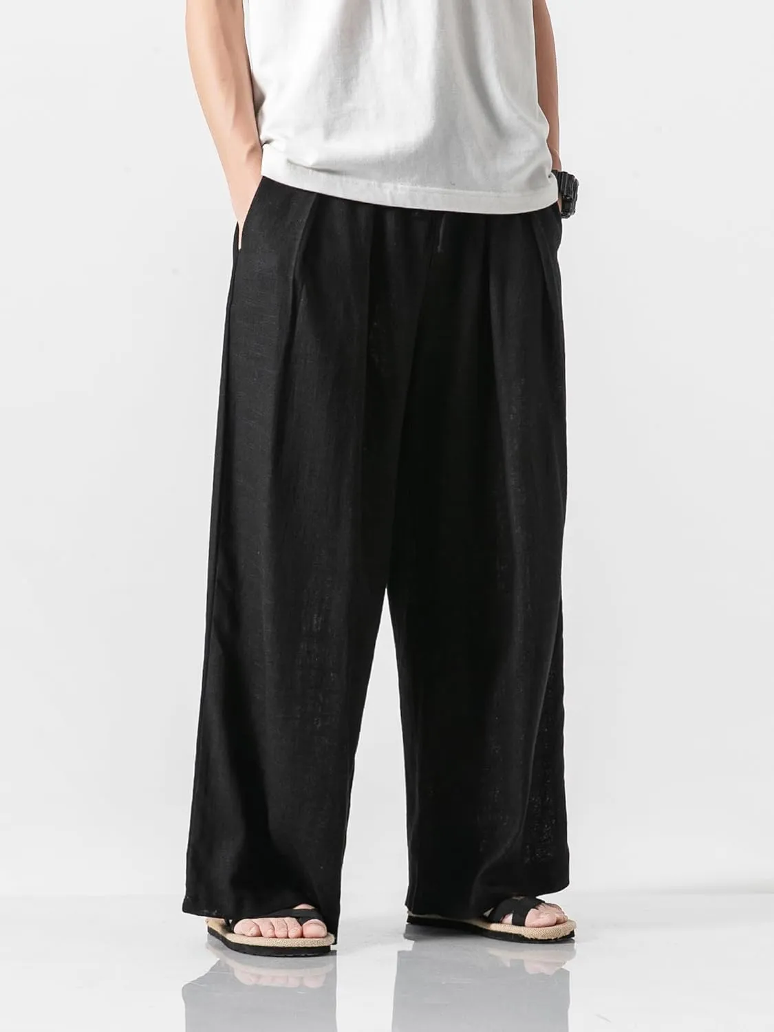 Men's Casual Loose Wide Leg Harem Pant Japanese Harajuku Kimono Trousers