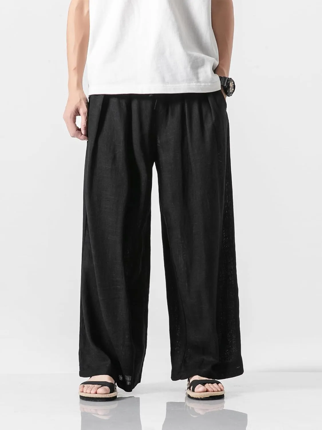 Men's Casual Loose Wide Leg Harem Pant Japanese Harajuku Kimono Trousers