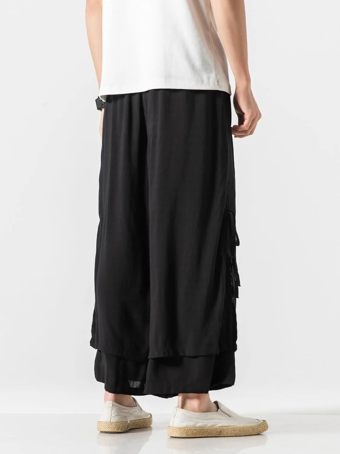 Men's Casual Loose Wide Leg Harem Pant Japanese Harajuku Kimono Trousers