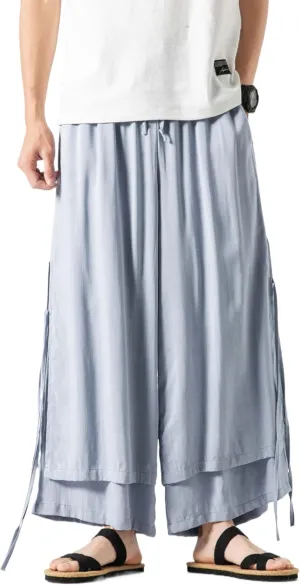 Men's Casual Loose Wide Leg Harem Pant Japanese Harajuku Kimono Trousers