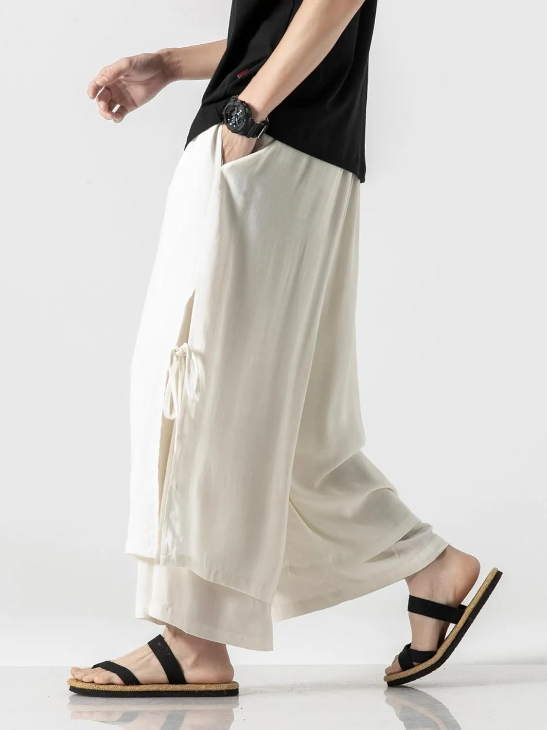 Men's Casual Loose Wide Leg Harem Pant Japanese Harajuku Kimono Trousers