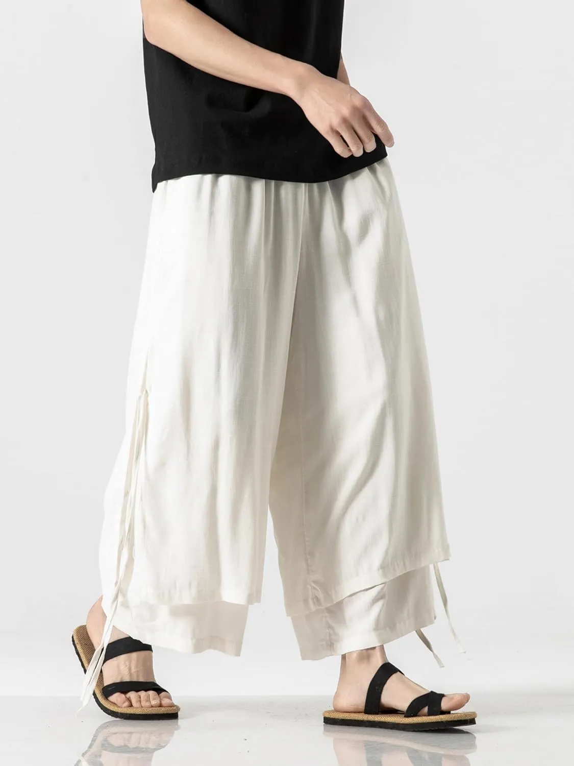 Men's Casual Loose Wide Leg Harem Pant Japanese Harajuku Kimono Trousers