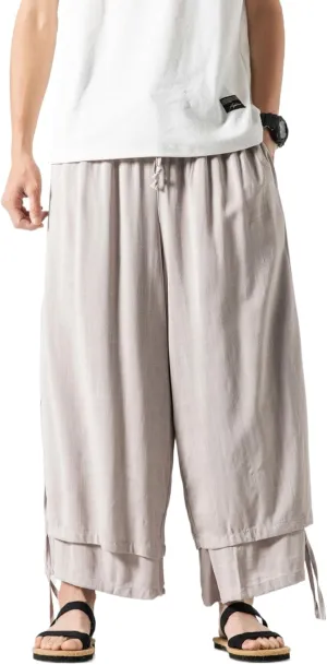 Men's Casual Loose Wide Leg Harem Pant Japanese Harajuku Kimono Trousers