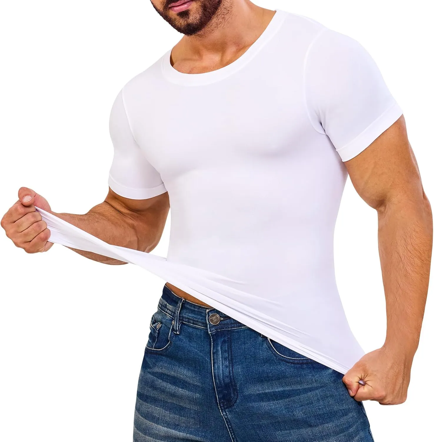 Mens Compression Shirt Body Shaper Slimming Undershirt Gynecomastia Abdomen Tummy Control Shapewear Tank Top Vest