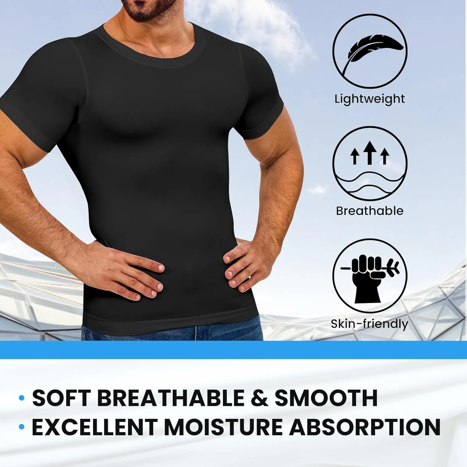 Mens Compression Shirt Body Shaper Slimming Undershirt Gynecomastia Abdomen Tummy Control Shapewear Tank Top Vest