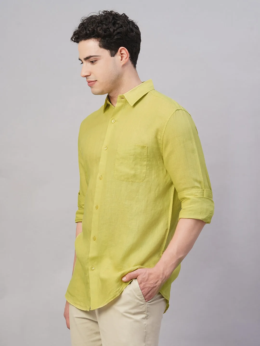 Men's Lemon 100% Linen Regular Fit Shirt
