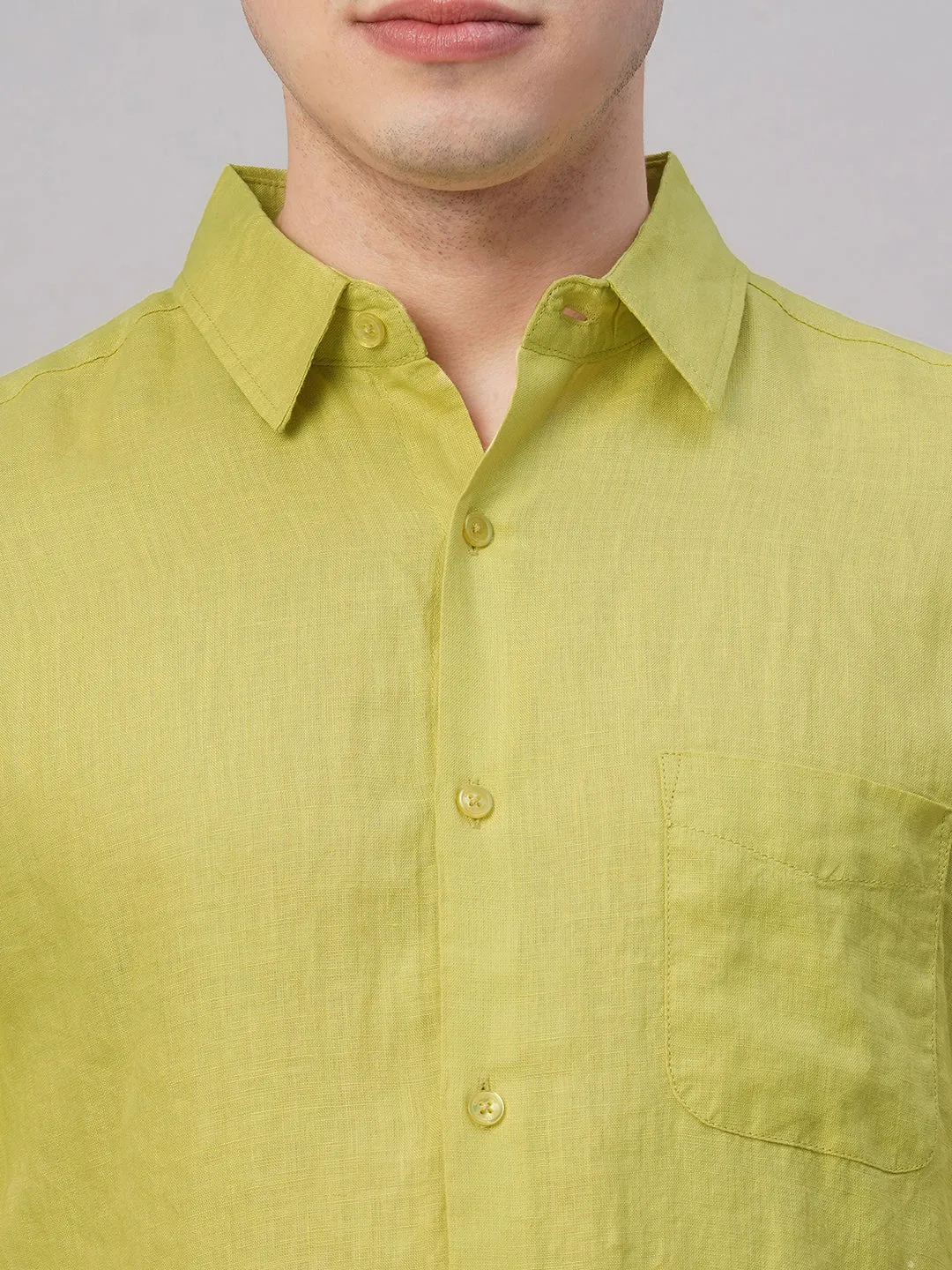 Men's Lemon 100% Linen Regular Fit Shirt