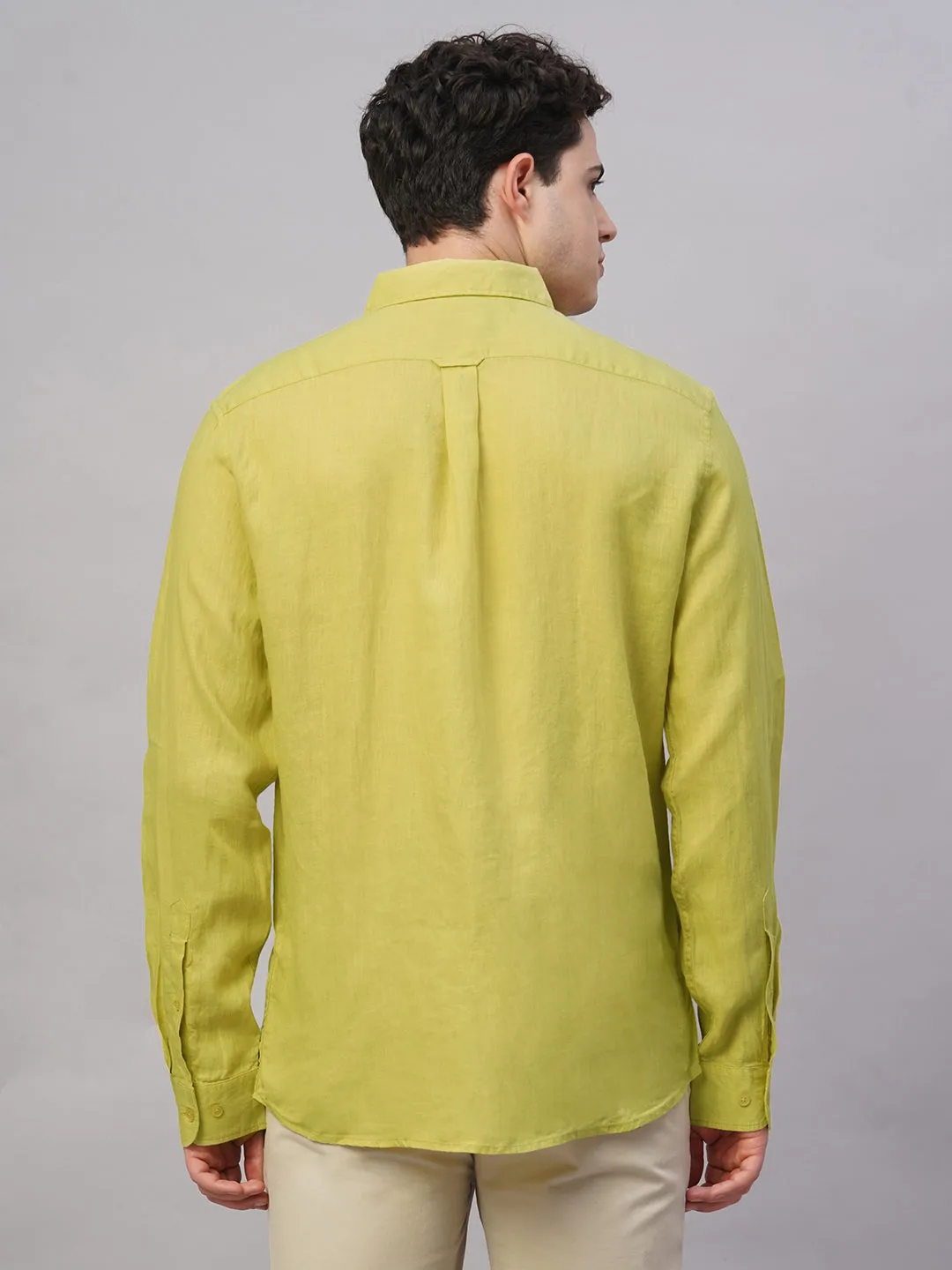 Men's Lemon 100% Linen Regular Fit Shirt